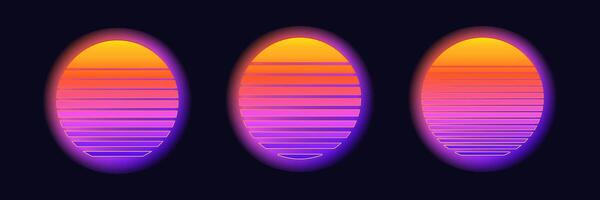 Retro futuristic gradient circles with neon glow vector