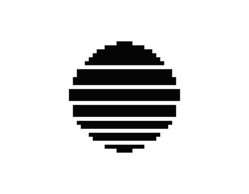Retro sun circle with geometric shape from eighties and nineties