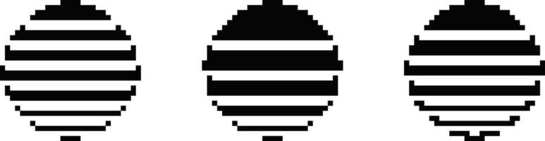 Black and white striped pixel art eggs in a row vector