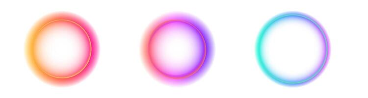 Three vibrant color gradient circles on white background vector