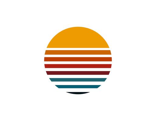 Retro sun circle with geometric shape from the eighties and nineties