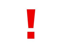 Red exclamation mark icon for alert or warning vector