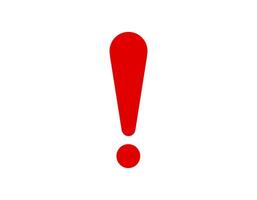 Red exclamation mark symbol for alert and caution vector