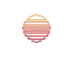 Retro sun with geometric circle in bright eighties style vector
