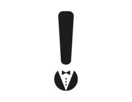 Exclamation mark with bow tie icon design vector