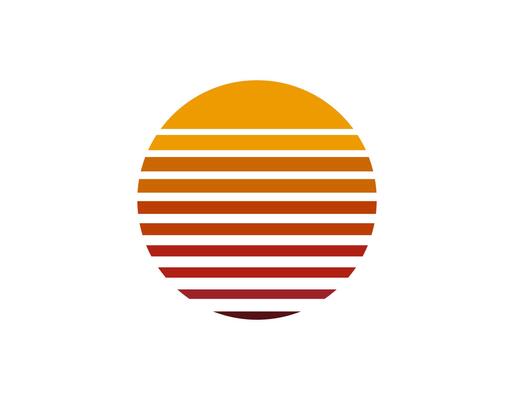 Retro sun circle with geometric shapes in eighties style