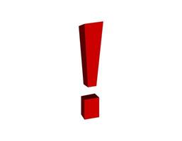 Bold red exclamation mark on white background vector