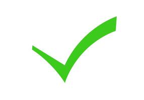Green checkbox tick mark symbol for approval and confirmation vector