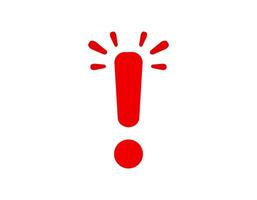Red exclamation mark icon with emphasis lines vector