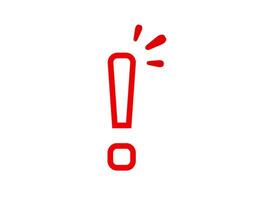 Red exclamation mark icon symbolizing alert or attention vector
