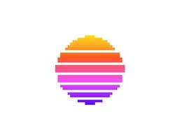 Retro sun circle with eighties and nineties vibes vector