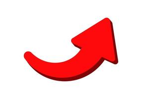 Bright red curved arrow pointing upward for directions vector