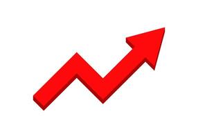 Red zigzag arrow showing upward growth trend vector