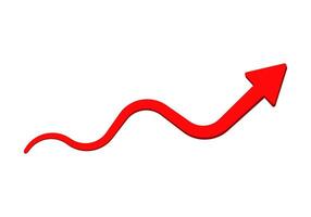 Red curved arrow pointing upward vector