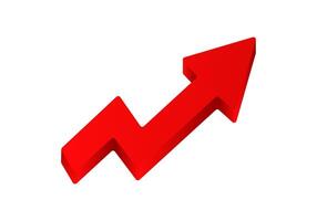 Red arrow pointing upward symbolizing growth and success vector