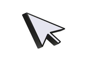 3d mouse cursor icon with black outline vector