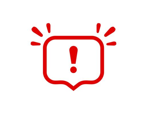 Red exclamation warning sign in alert framework