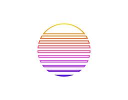 Retro sun with geometric lines in vibrant eighties style vector
