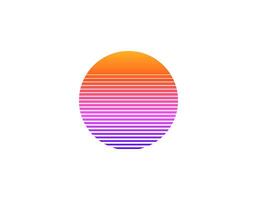Retro style eighties nineties sun circle with geometric shapes vector
