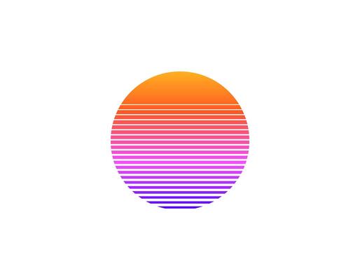 Retro style eighties nineties sun circle with geometric shapes