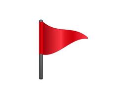 Red flag waving on black pole symbolizing alert and warning vector