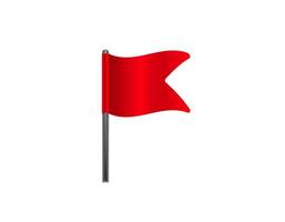 Red flag illustration with gray pole on white background vector