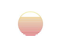Retro sun circle with geometric lines in eighties and nineties style vector