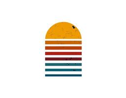 Retro eighties style sun with geometric pattern vector