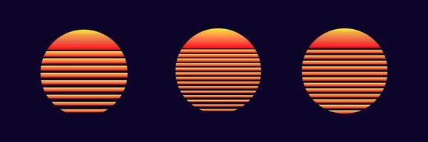 Three gradient ovals with horizontal stripe pattern vector