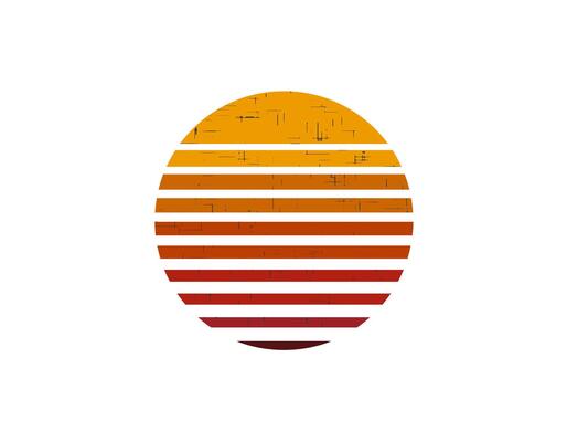 Retro sun circle in eighties style with geometric shapes