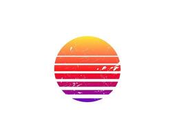 Retro sun circle with geometric style from the eighties and nineties vector