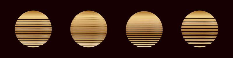 Golden oval objects with horizontal lines on dark surface vector