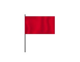 Simple red flag with black pole on white background vector