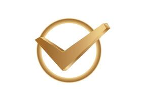 Golden checkmark symbol for completion and success vector