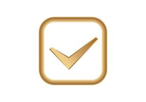 Golden checkbox icon with check mark vector
