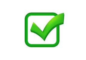 Green checkbox icon with bold check mark vector