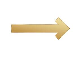 Shiny gold arrow pointing right on white background vector