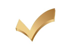 Golden checkmark symbol for success and approval vector