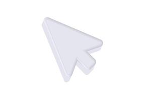 3d white arrow cursor icon on plain background vector