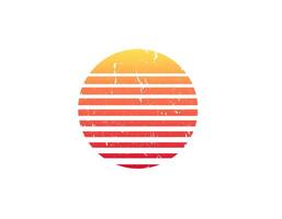 Retro style sun circle with geometric stripes from the eighties and nineties vector