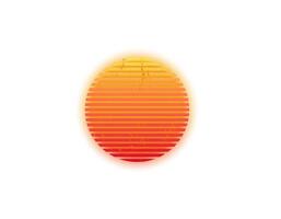 Retro eighties style geometric sun circle with bright gradient vector