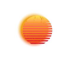 Vibrant retro sun with geometric eighties style vector