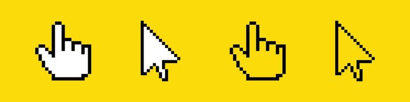 Pixelated cursor icons on yellow background vector