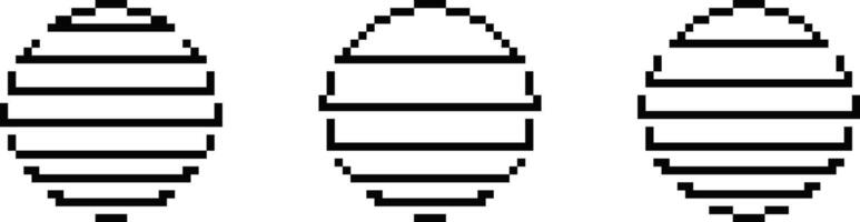 Pixelated striped ovals in various styles vector
