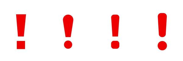 Row of bold red exclamation marks in different styles vector