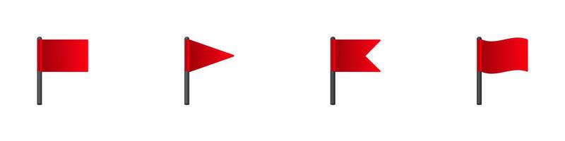 Four red flags on poles in simple design vector