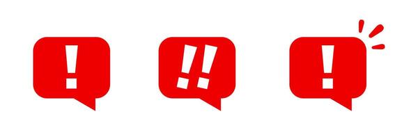 Red exclamation marks in speech bubbles for emphasis vector