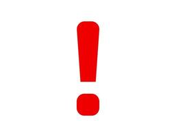 Red exclamation mark icon symbolizing caution and alert vector