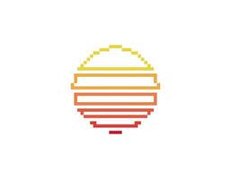 Retro sun circle with eighties and nineties geometric style vector