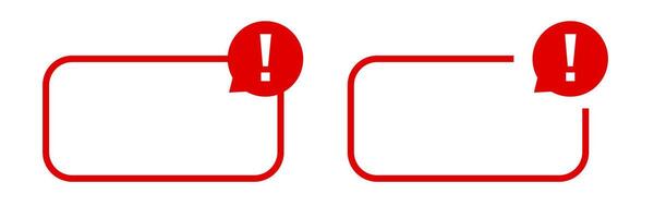 Red alert symbols with exclamation marks in speech bubbles vector